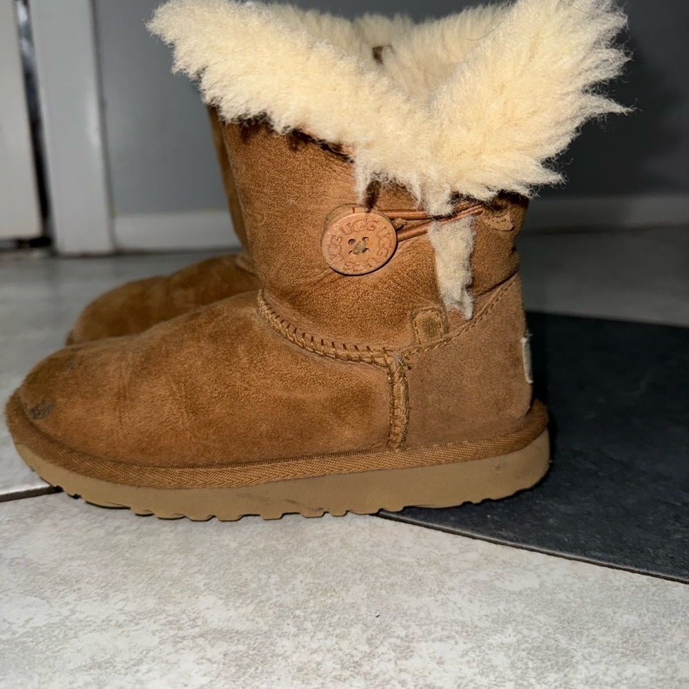 UGG Tan Kids Boots with Cream Fur